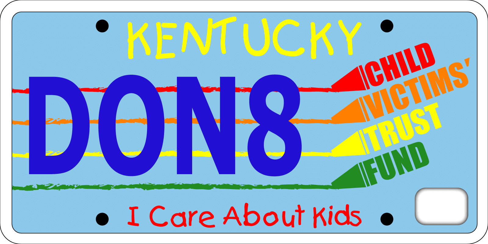 I care about kids Kentucky license plate